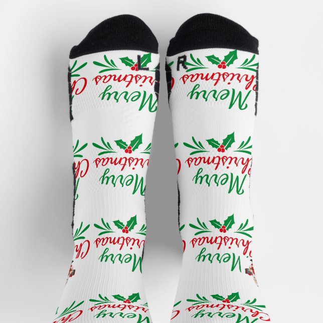 Chaussette Joyeux Noël Équipage Athlétique Haute Performance (Haut)