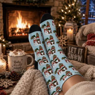 Chaussette Joyeux Noël Gnome Bonhomme de Neige Vacances d'Hiv