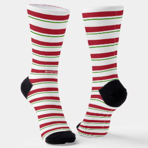 Chaussette Joyeux Noël Rouge blanc et vert rayé