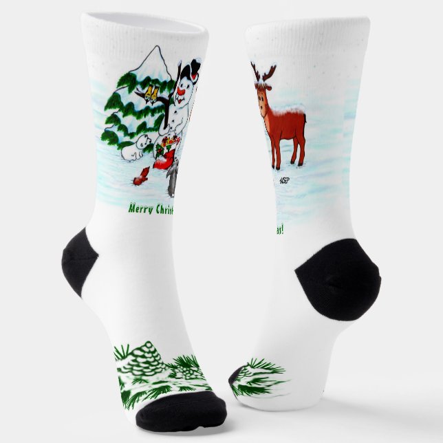 Chaussette Joyeux Noël ! Snowman avec amis (Angulaire)