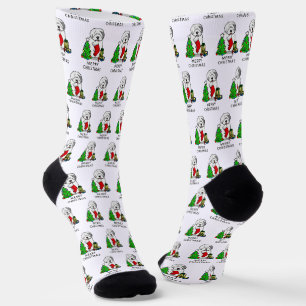 Chaussette Joyeux sapin de Noël 2 Vieux anglais Chien de mer