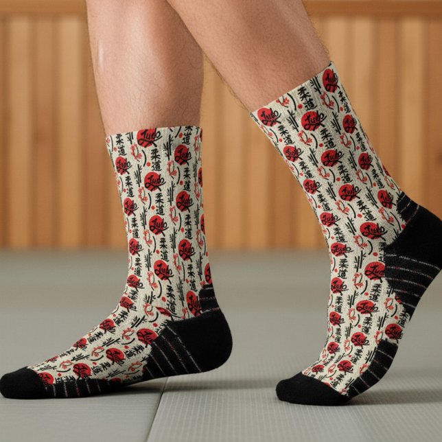 Chaussette Judo Pattern - Black Belt, Kanji and Sun (Créateur téléchargé)