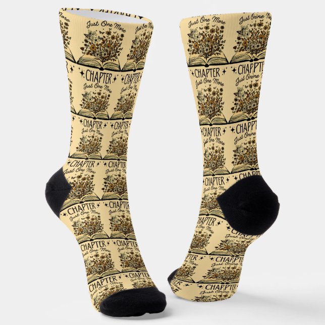 Chaussette Just One More Chapter - Floral Book Lover -Bookish (Angulaire)