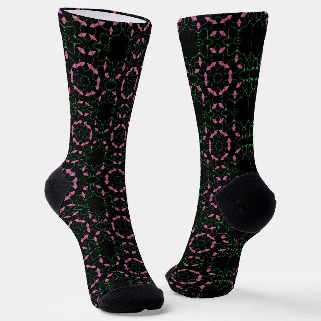 Chaussette Kaleidoscope Émeraude et Rose (Angulaire)