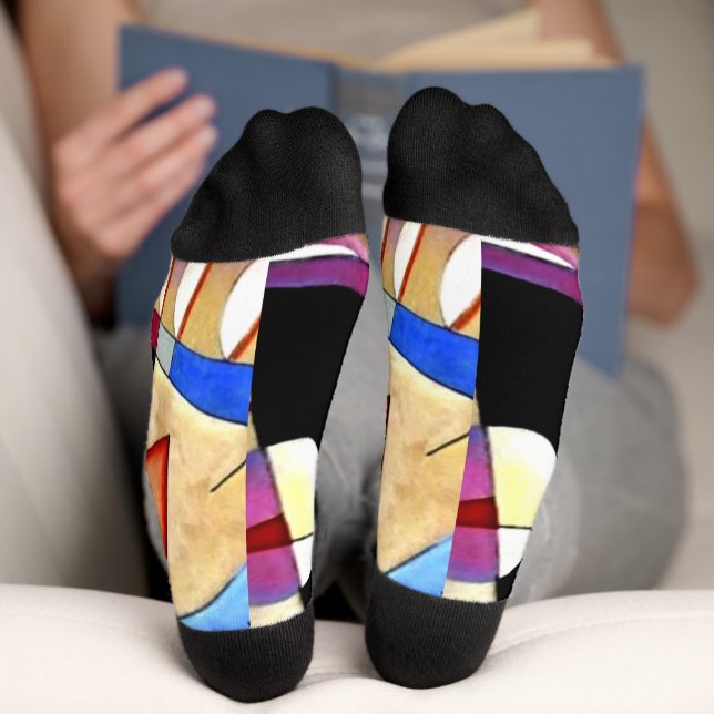 Chaussette Kandinsky - Cubisme Abstrait avec rose et blues (Fond)