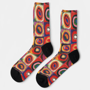 Chaussette Kandinsky Farbstudie Cercles Carré Quadrate Art