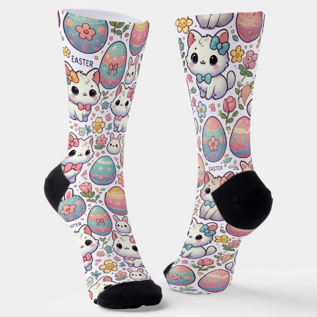 Chaussette Kawaii Chaussettes de chat de Pâques Cute Kitty &  (Angulaire)