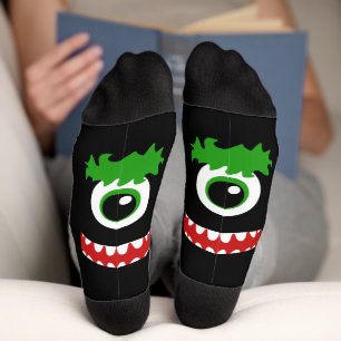 Chaussette Kawaii souriant un monstre teinté
