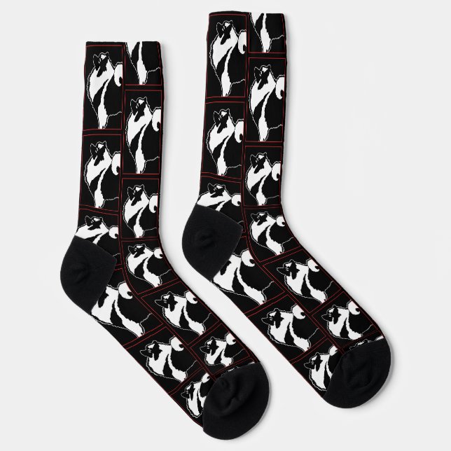Chaussette Keeshond Graphic Outline mignonne Original Animal  (Droite)