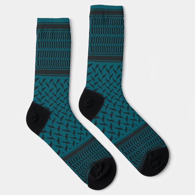 Chaussette keffieh palestinien noir et bleu (Droite)