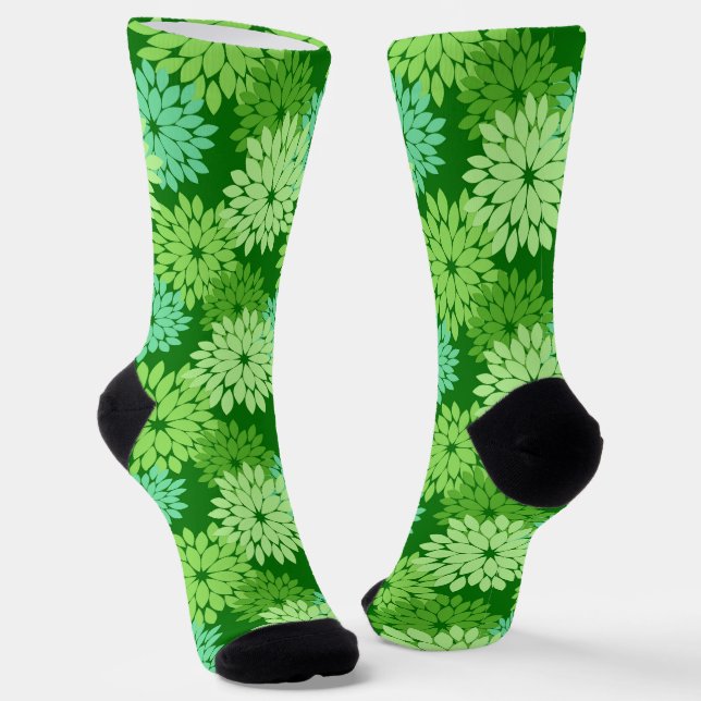 Chaussette Kimono floral moderne Impression, Vert citron (Angulaire)