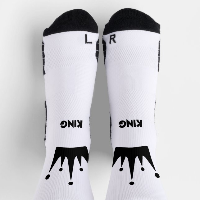 Chaussette KING Texte Noir Image de Couronne Imprimée Stylée (Haut)