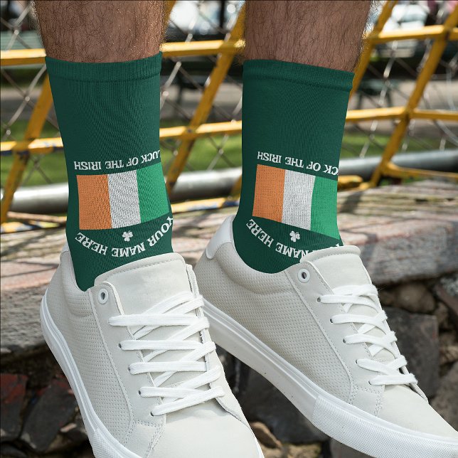 Chaussette La Saint-Patrick Drapeau Irlande Nom Personnalisé  (Créateur téléchargé)