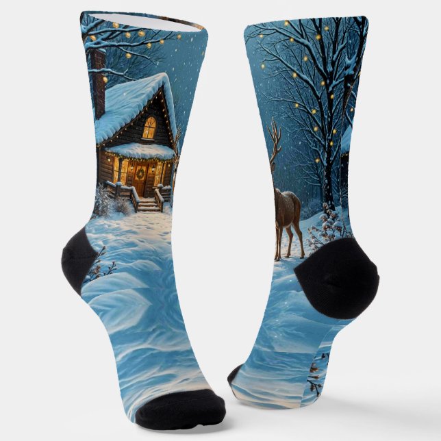 Chaussette La visite de Noël enneigée de Big Buck (Angulaire)