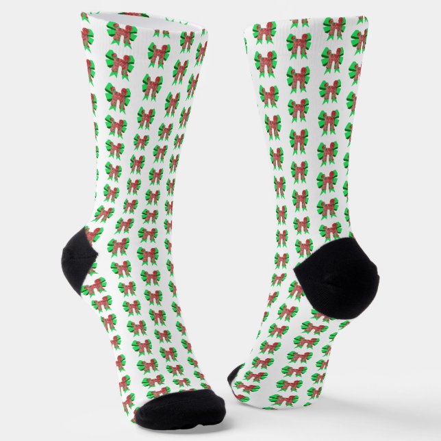 Chaussette Labradoodle Noël Chien Nœud Silhouette Blanc (Angulaire)