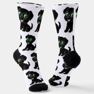 Chaussette Labrador Retriever Noir Dessin Animé Avec Lunettes