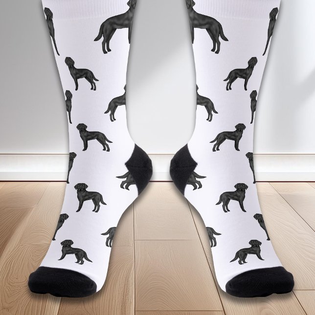 Chaussette Labrador Retriever Noir Motif de Chien de Dessin A (Créateur téléchargé)