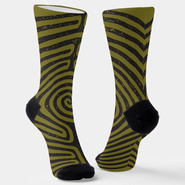 Chaussette Labyrinthe à Cercle Noir (Olive) Beaux-Arts (Angulaire)