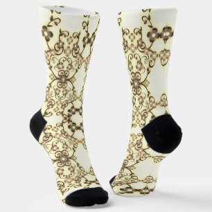 Chaussette Lacy Look of Flowers Golden Sepia