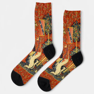 Chaussette Lady et l'art de la Tapisserie médiévale Unicorn