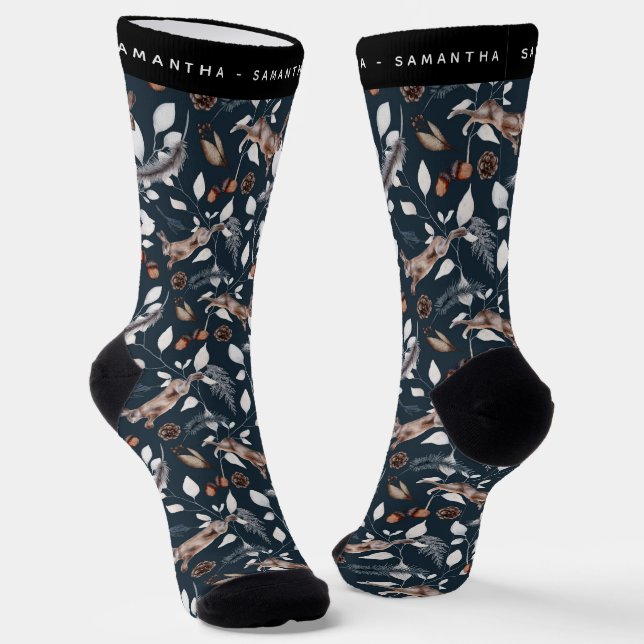 Chaussette Lapin de forêt botanique personnalisé  (Angulaire)