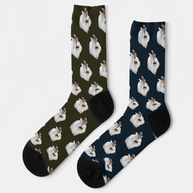 Chaussette Lapin Lionhead tricolore (Gauche)