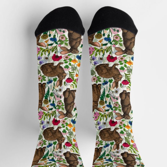 Chaussette Lapins et fleurs sauvages (Haut)