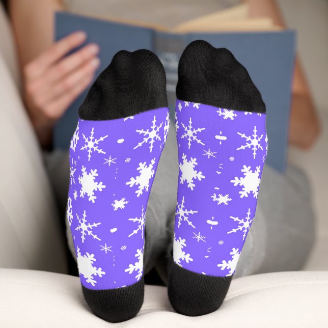 Chaussette Lavande de flocons de neige (Fond)