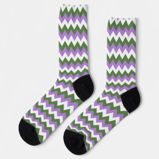 Chaussette Lavande, vert et blanc Chevron Zigzag