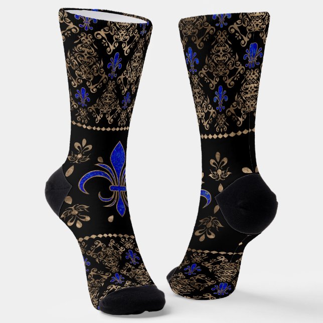 Chaussette Lazuli de luxe et or Fleur de lis ornementen (Angulaire)