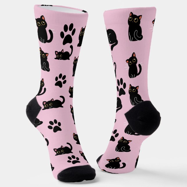 Chaussette Le cadeau de chaussettes de chat noir le plus mign (Angulaire)