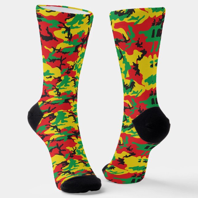 Chaussette Le camouflage jamaïcain Rasta Patterned (Angulaire)