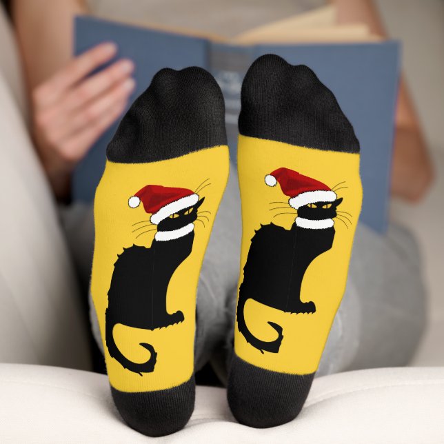 Chaussette Le Chat Noir Chapeau de Père Noël Noël (Fond)