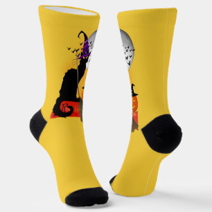 Chaussette Le Chat Noir Sorcière d'Halloween
