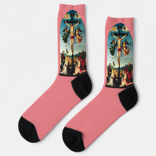 Chaussette Le Christ crucifié avec la Vierge Marie