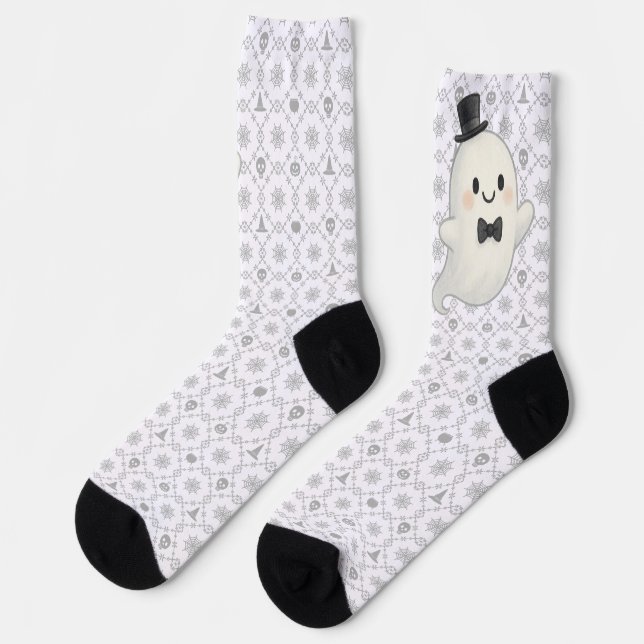 Chaussette Le fantôme de dessin animé de Suave Halloween (Gauche)