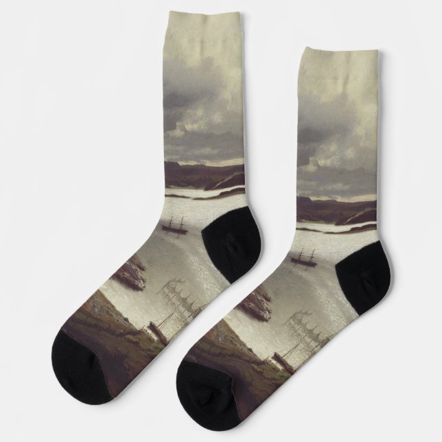 Chaussette Le fjord de Sandvik par Hans Gude (Gauche)