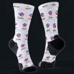 Chaussette Le Volley-ball Survole Le Net<br><div class="desc">Un volley-ball rouge,  blanc et bleu survole le filet.</div>