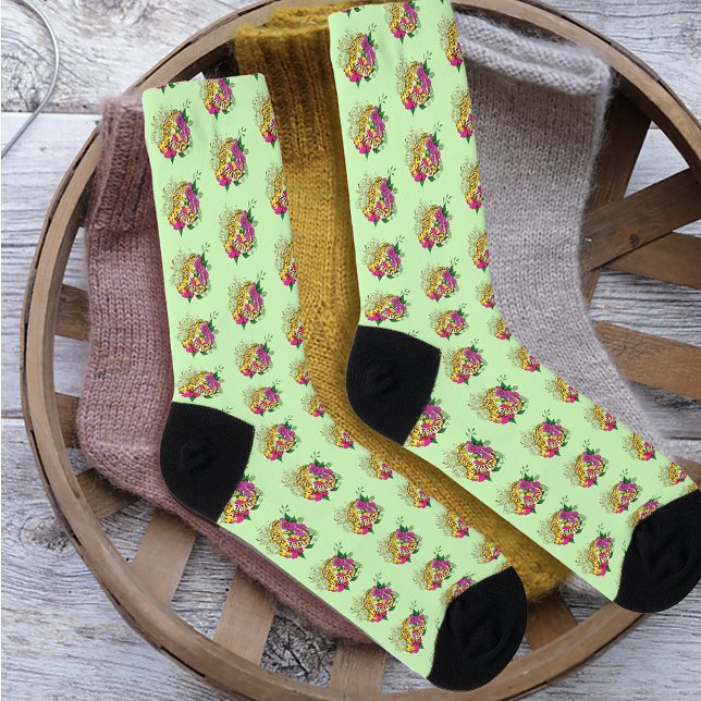 Chaussette Léopard jaune Gecko Vert (Créateur téléchargé)