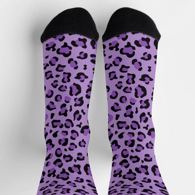 Chaussette Leopard Print, Léopard Spots, Purple Leopard (Haut)