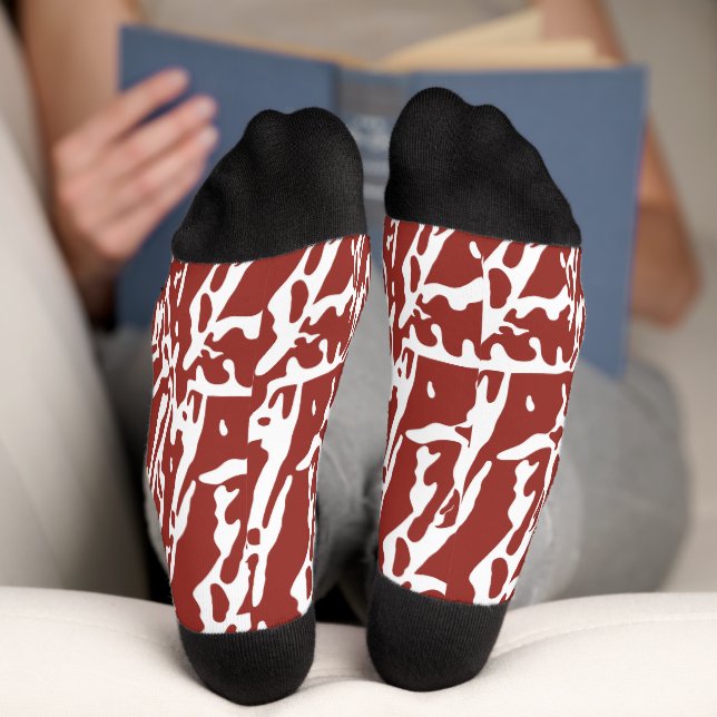 Chaussette Les formes abstraites rouge et orange se mélangent (Fond)