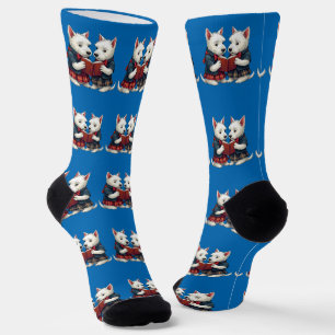 Chaussette Les terriers West Highland lisent de la poésie lor