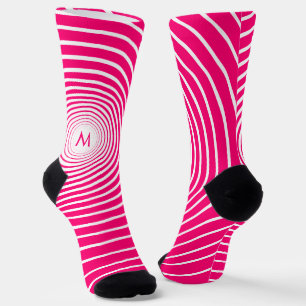 Chaussette Lettre Vustom Chaussettes blanches rayées roses Vo