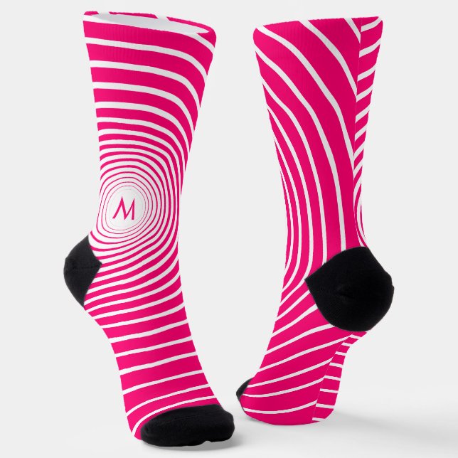 Chaussette Lettre Vustom Chaussettes blanches rayées roses Vo (Angulaire)