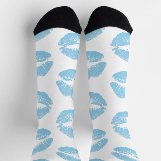 Chaussette Lèvres bleues, motif de lèvres, rouge à lèvres ble (Haut)