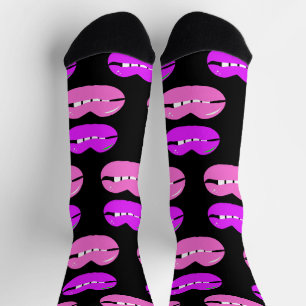 Chaussette Lèvres Rose Violet Clair Noir