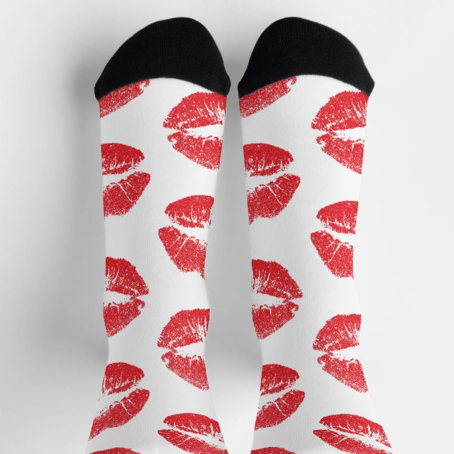 Chaussette Lèvres Rouges, Motif De Lèvres, Rouge Lèvres, Bais (Haut)