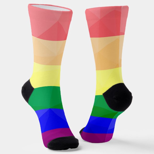 Chaussette LGBT drapeau arc-en-ciel lignes motif de maillage  (Angulaire)