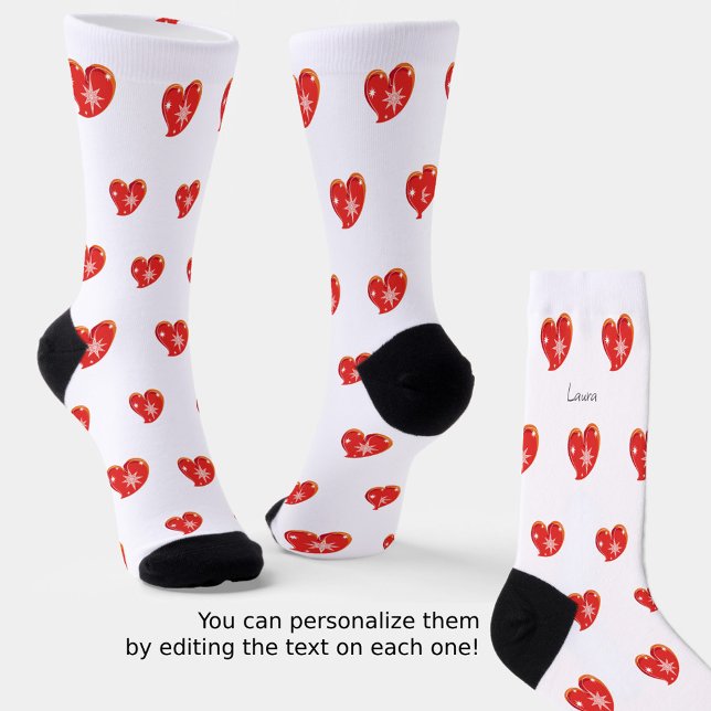 Chaussette L'hiver en amour - Coeurs rouges - Texte modifiabl (A beautiful Christmas gift.)