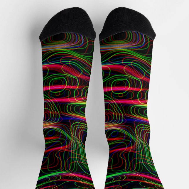 Chaussette Lignes courbes multicolores de Neon très COOL (Haut)